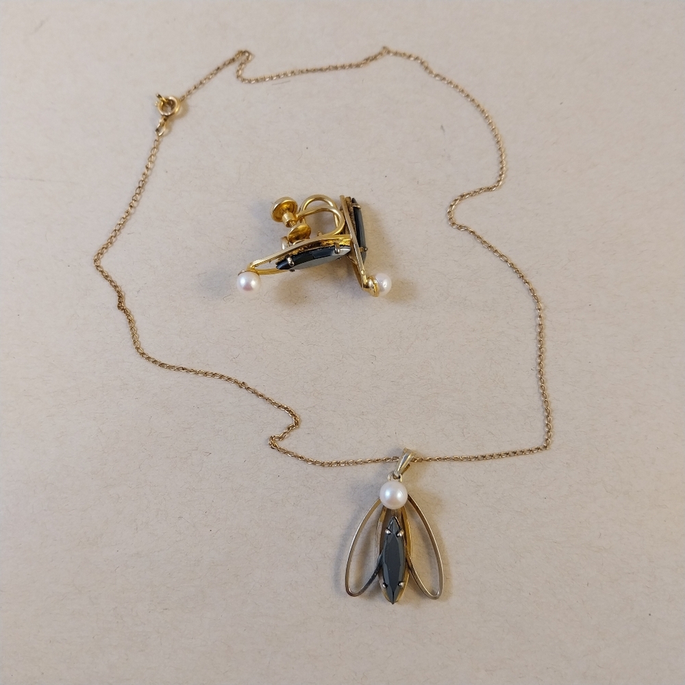 14/ 20 KGF Gold Necklace Pendant and 14/20 KGF Real Pearl Earring Set - Picture 12 of 16